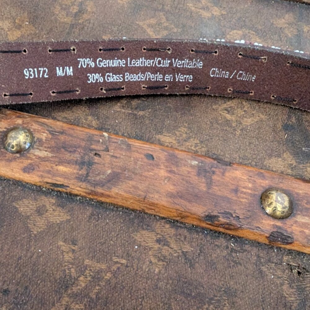 Glass Bead Anthropologie Leather Belt - Picture 3 of 4